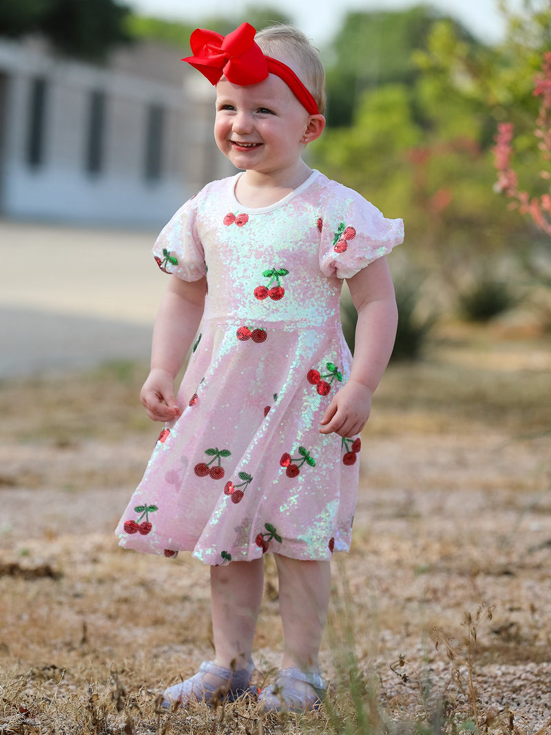 Sweet Cherry Sequins Cute Dress - 8