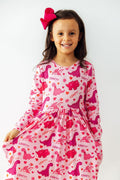 Dino Kisses L/S Pocket Twirl Dress - 3