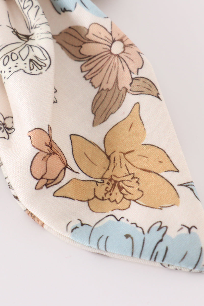 Floral print 1pc hair bow - 2