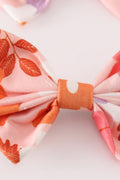 Pumpkin floral print 2pc hair bow - 2