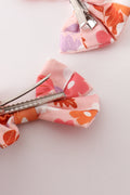 Pumpkin floral print 2pc hair bow - 4
