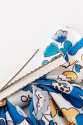 Blue floral print hair sailor bow - 4