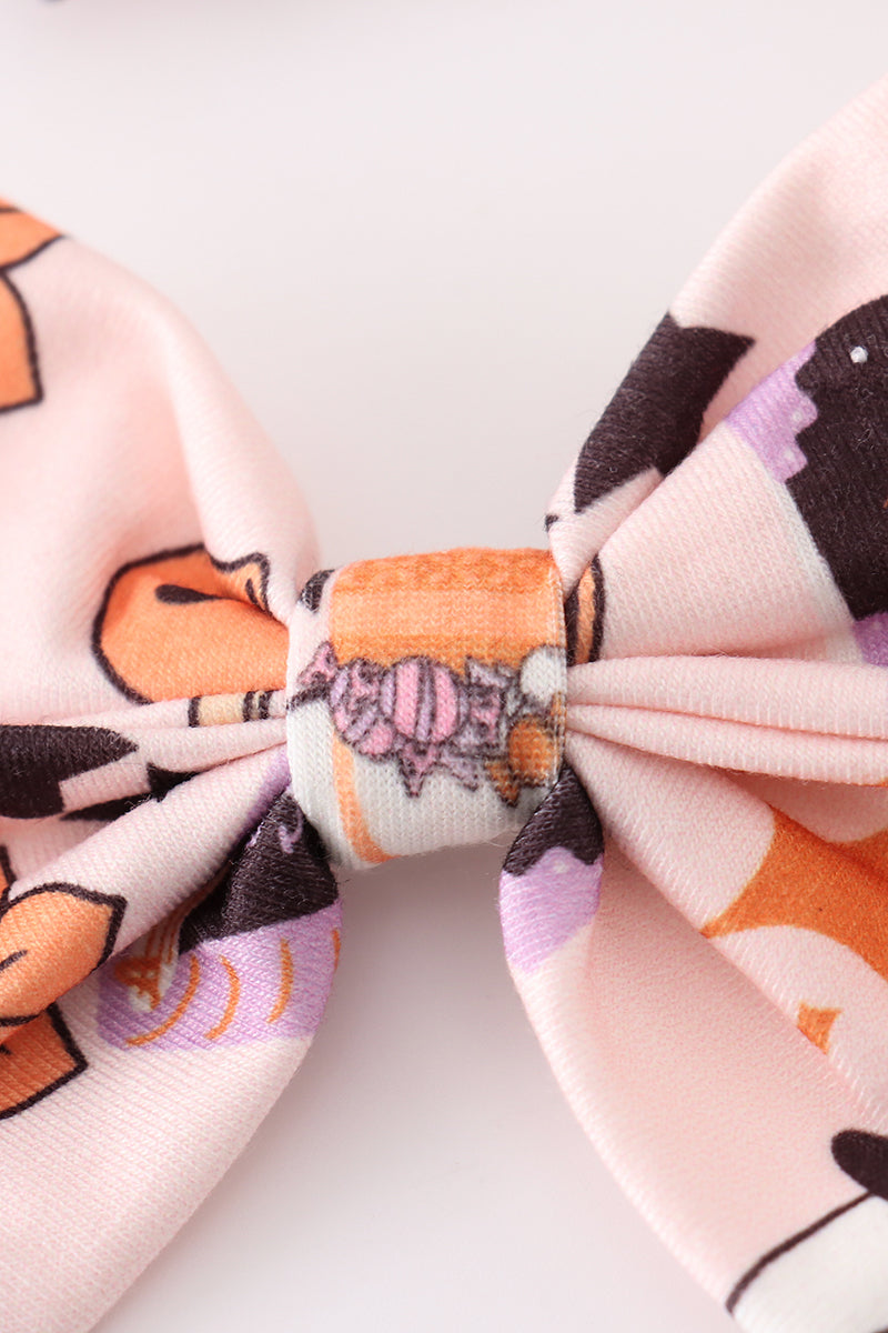 Happy halloween piggie hair bow - 2