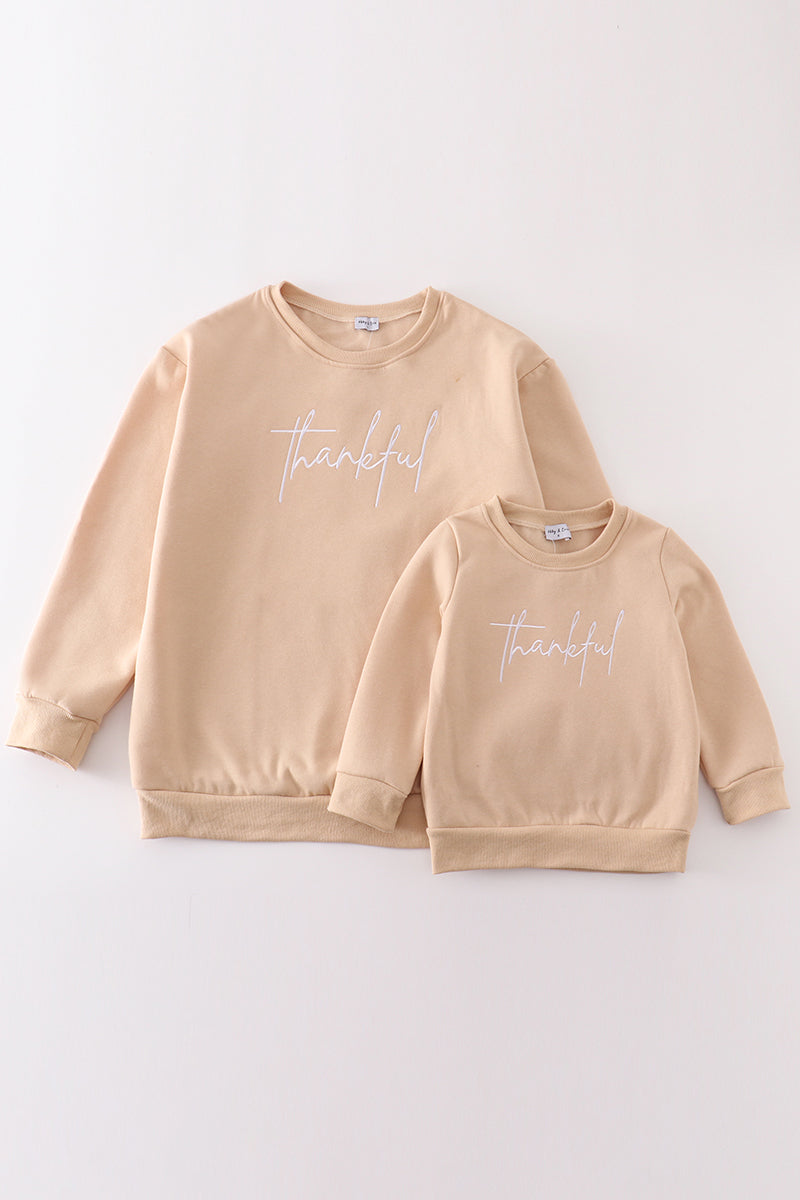 Gray thankful fleece mom&me sweatshirt - 1