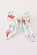 Christmas tree car print hair sailor bow - 1