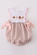 Brown Shell Starfish Embroidered Seersucker Bubble - 1