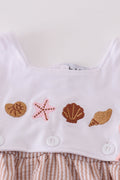 Brown Shell Starfish Embroidered Seersucker Bubble - 2