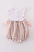Brown Shell Starfish Embroidered Seersucker Bubble - 4