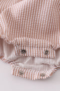 Brown Shell Starfish Embroidered Seersucker Bubble - 5