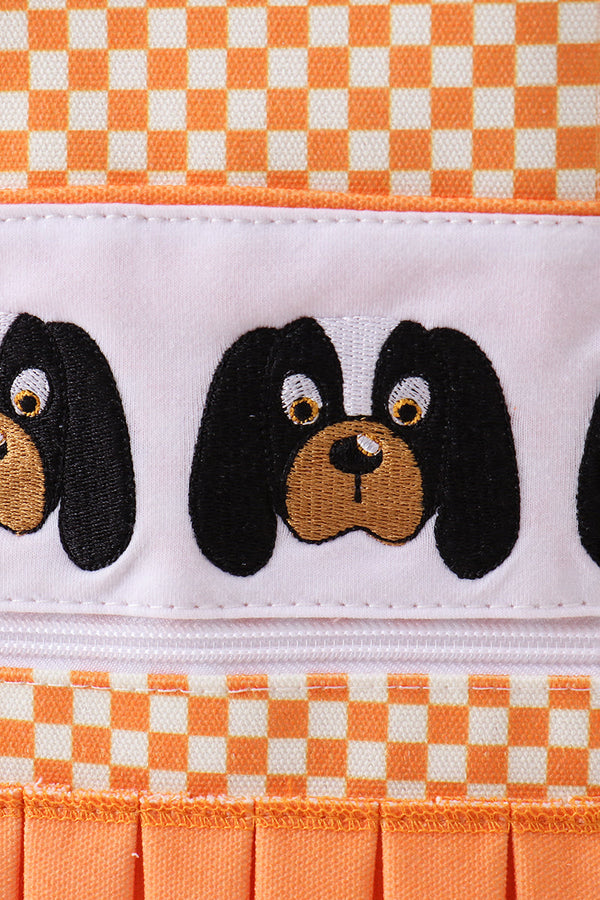 Orange Tennessee embroidery checkered ruffle backpack