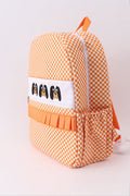 Orange Tennessee embroidery checkered ruffle backpack - 4