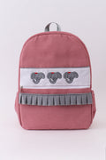 Red Alabama embroidery gingham ruffle backpack - 1