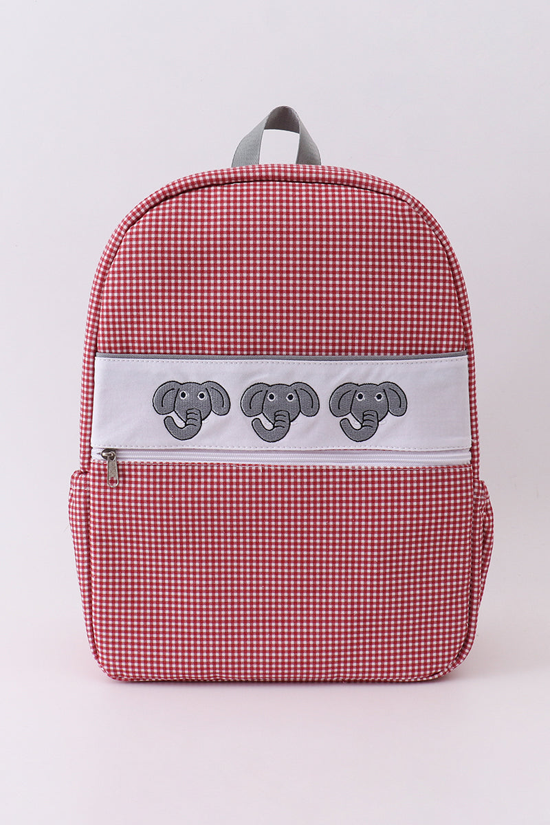 Red Alabama embroidery gingham backpack - 1