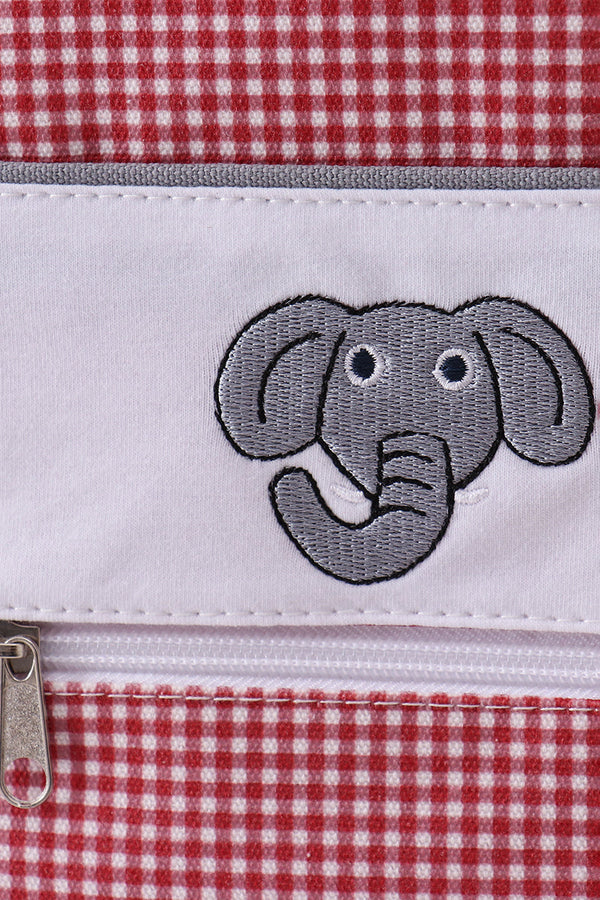 Red Alabama embroidery gingham backpack