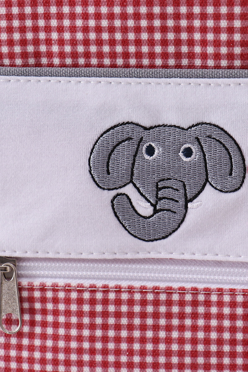Red Alabama embroidery gingham backpack - 2