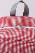 Red Alabama embroidery gingham backpack - 3
