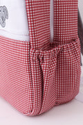 Red Alabama embroidery gingham backpack - 5