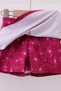 Wine red glitter skort set - 4