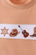 Brown Western Embroidered Shorts Set - 2