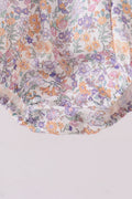 Purple Floral Smocked Ruffle Bubble - 2