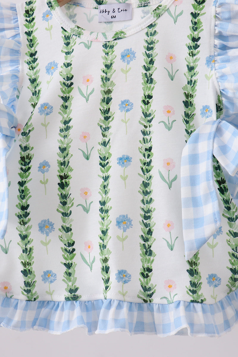 Green Floral Ruffle Bloomer Set - 3