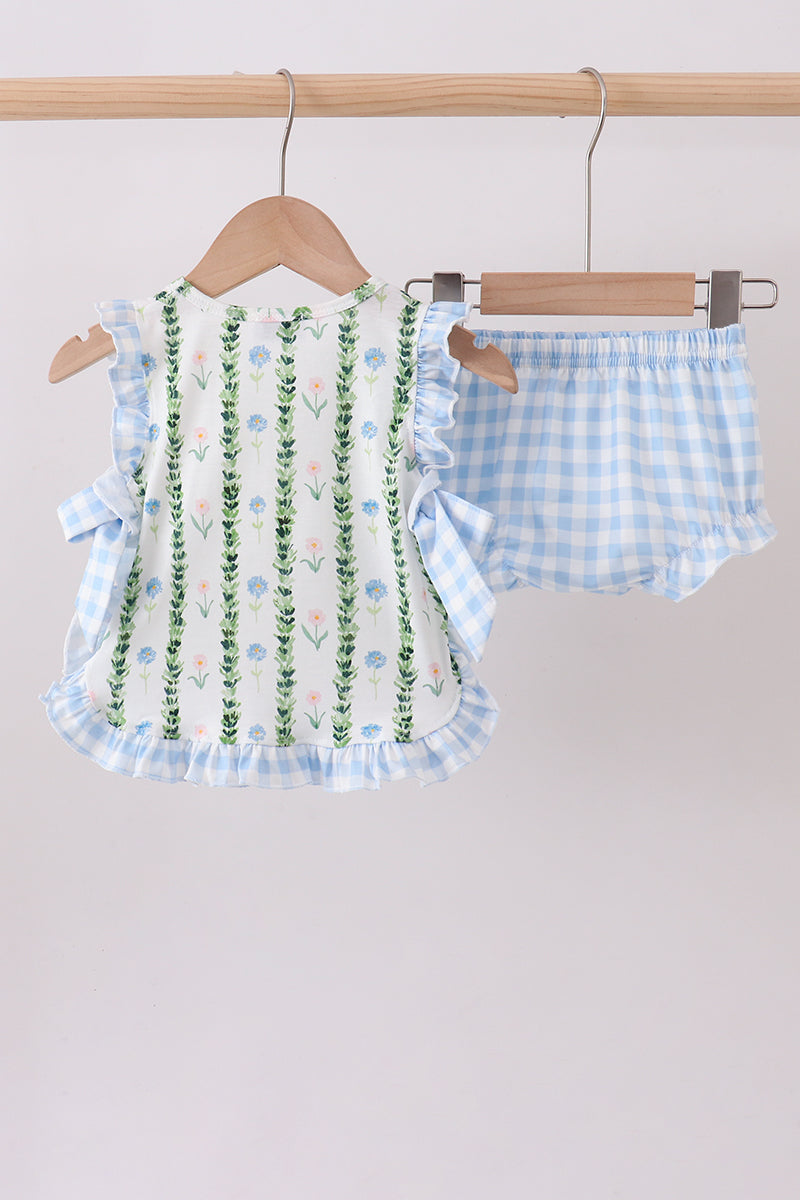 Green Floral Ruffle Bloomer Set - 4