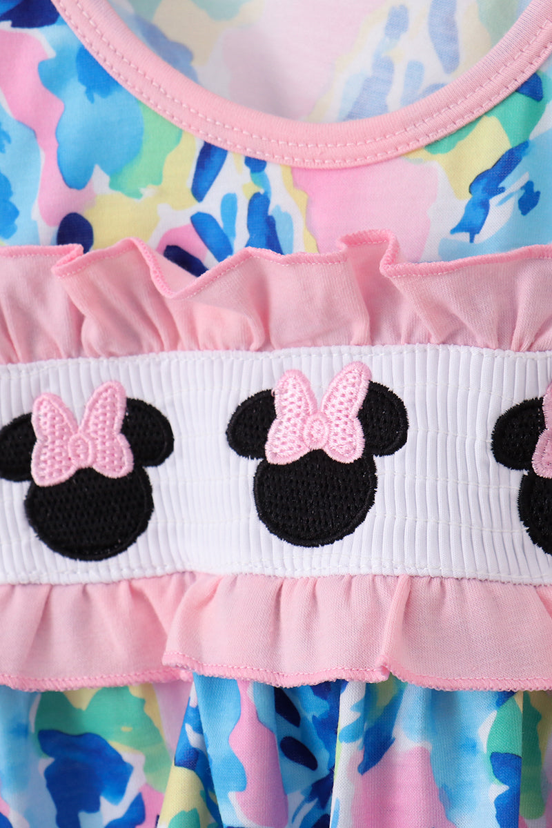 Pink character smocked ruffle bloomer set - 2