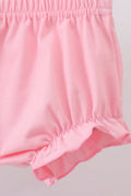 Pink character smocked ruffle bloomer set - 3