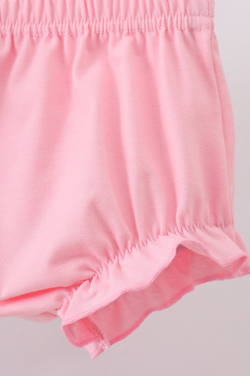 Pink character smocked ruffle bloomer set - 3