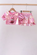 Pepper Pink sequin bow skort set - 1