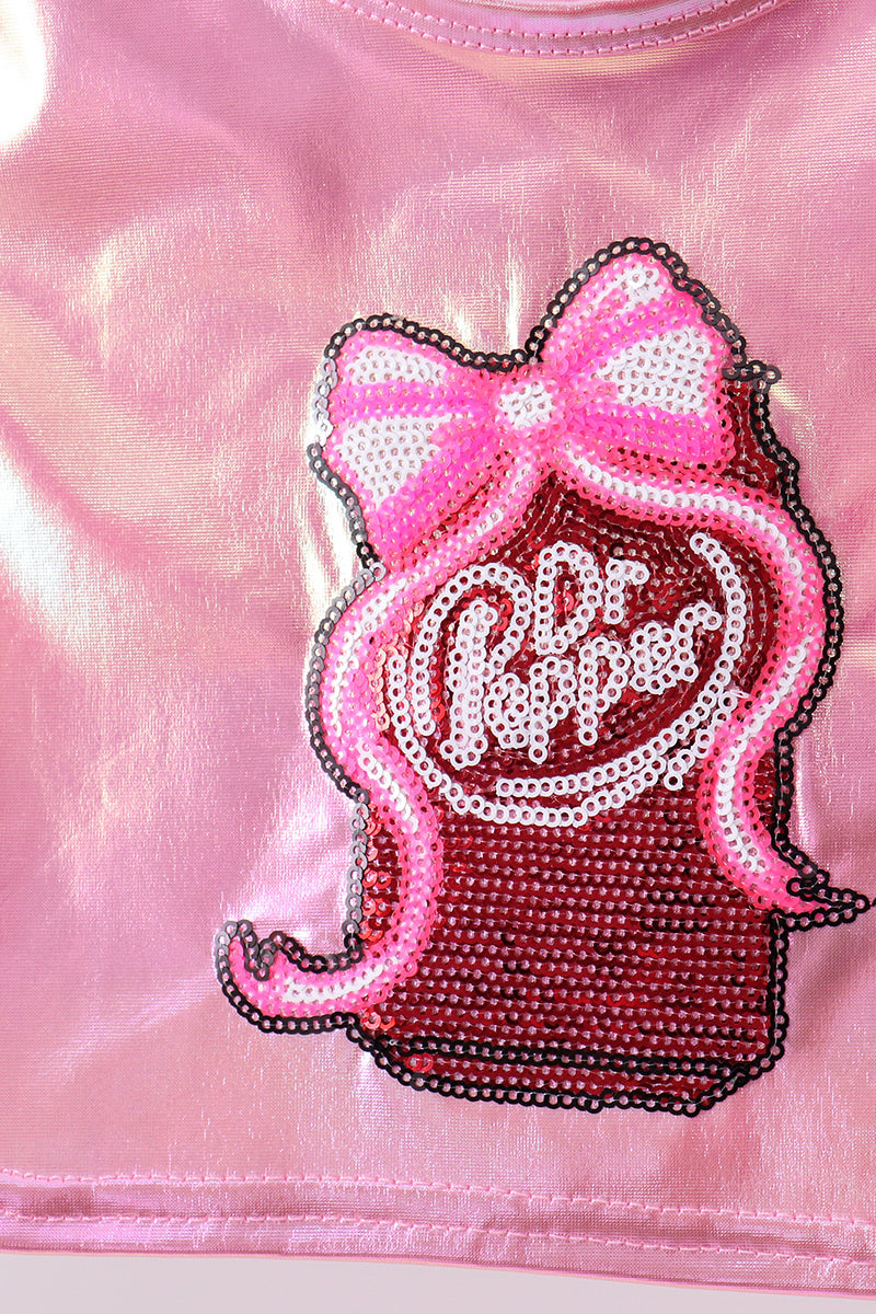 Pepper Pink sequin bow skort set - 2
