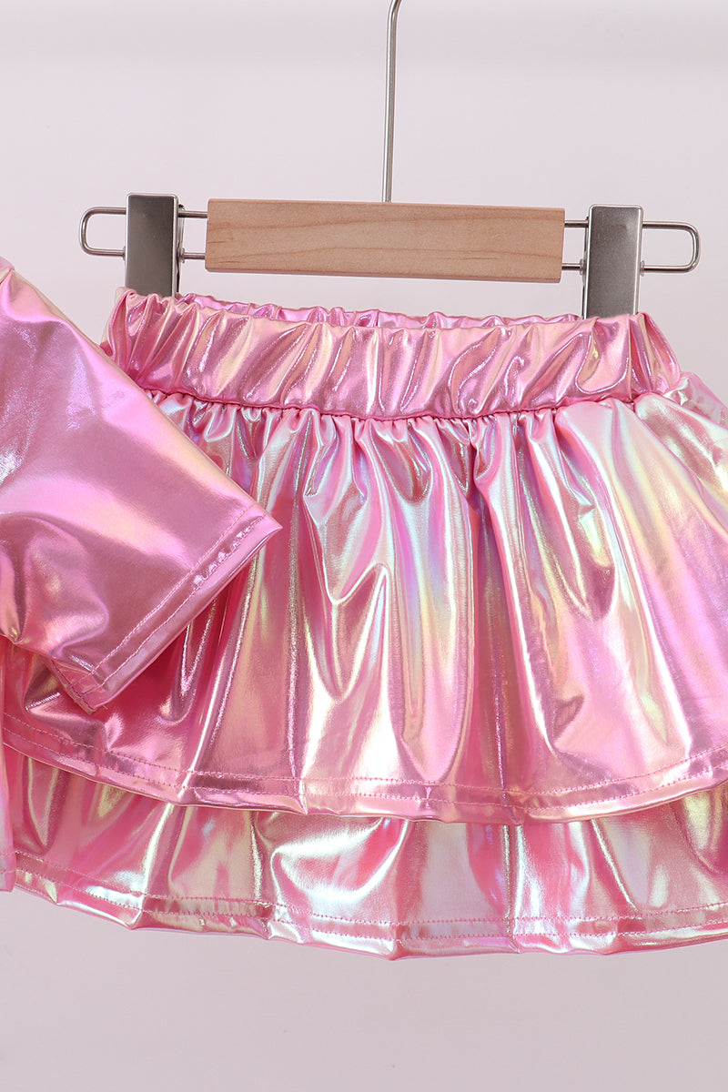Pepper Pink sequin bow skort set - 3