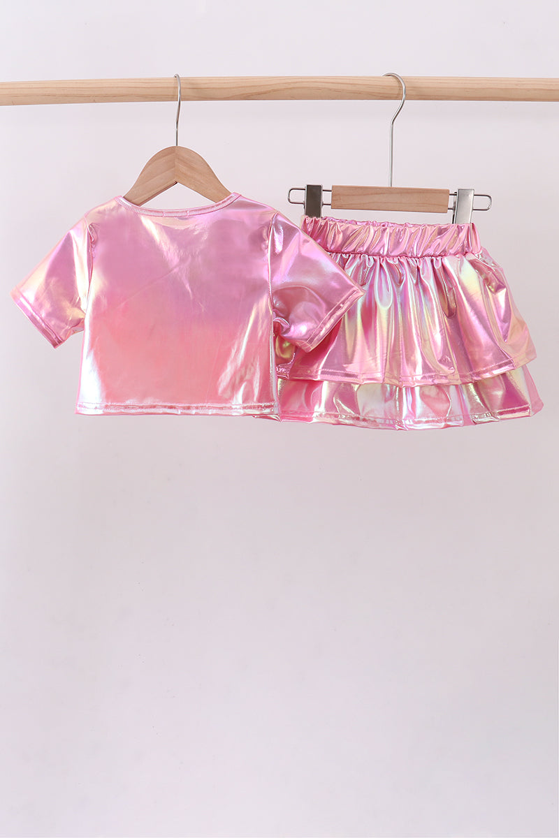 Pepper Pink sequin bow skort set - 5
