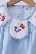 Blue jacquard embroidery bubble - 2