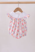 Purple rose bow smocked ruffle bubble - 4