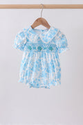 Blue rose smocked bubble - 1