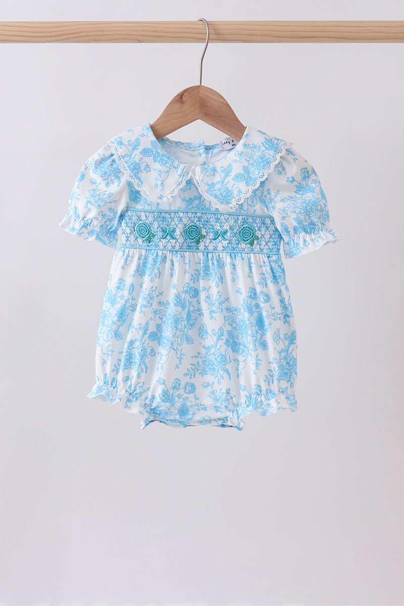Blue rose smocked bubble - 1