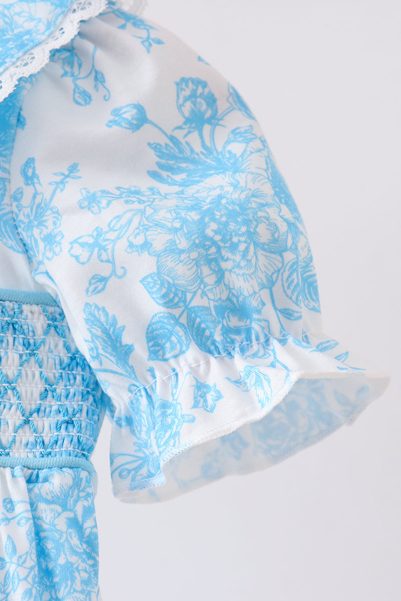 Blue rose smocked bubble - 3