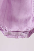 Lavender Smocked Embroidered Bow Jacquard Bubble - 4