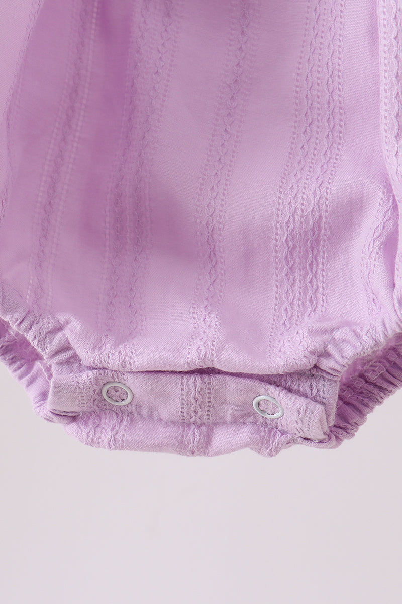 Lavender Smocked Embroidered Bow Jacquard Bubble - 4