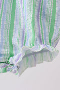Green Stripe Smocked Bow Seersucker Bubble - 3