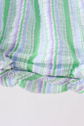 Green Stripe Smocked Bow Seersucker Bubble - 4