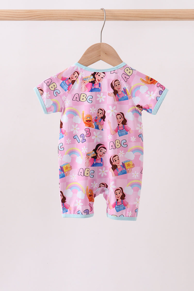 Pink Character Bamboo Romper - 5