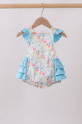 Blue Floral Ruffle Bubble - 1