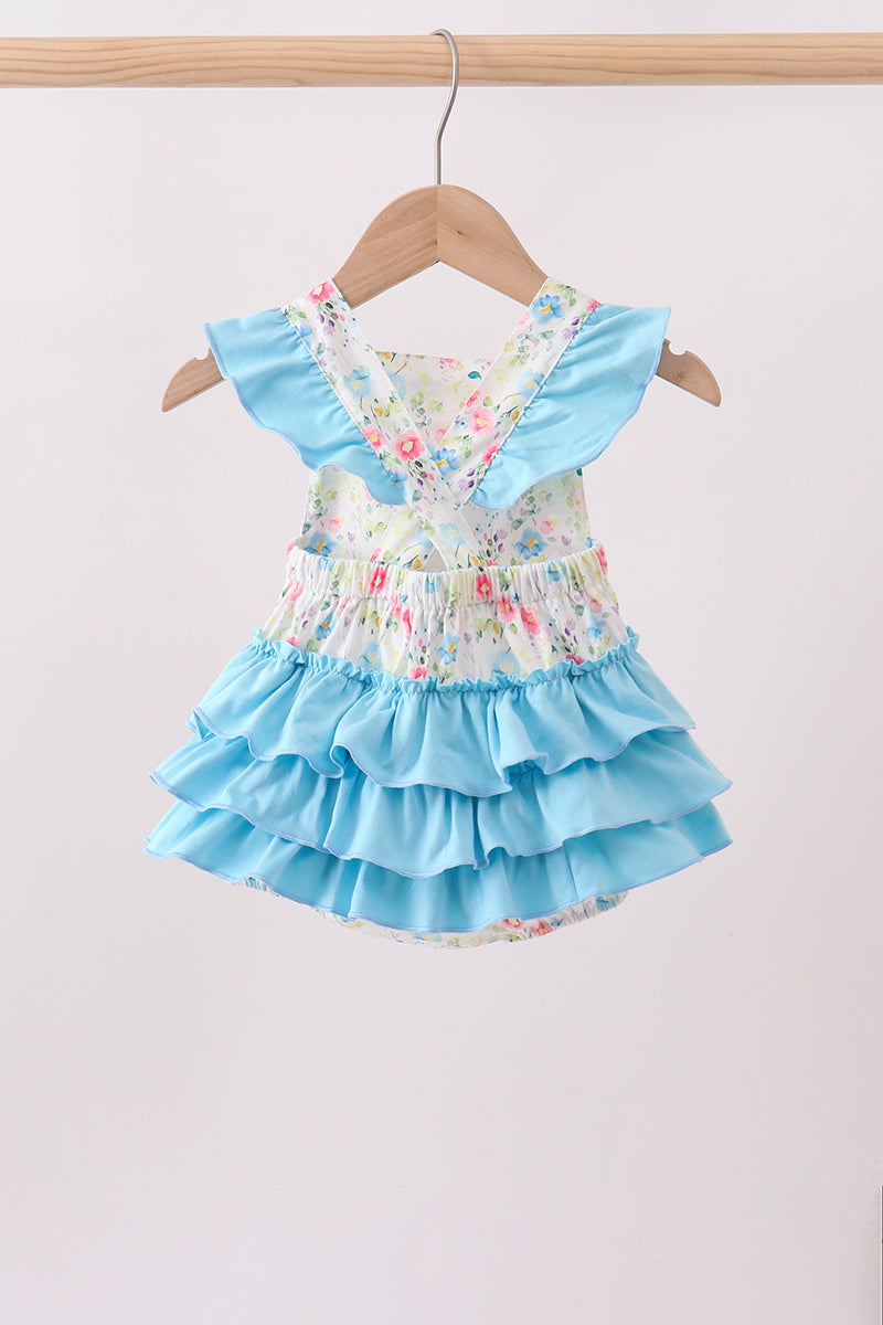 Blue Floral Ruffle Bubble - 5