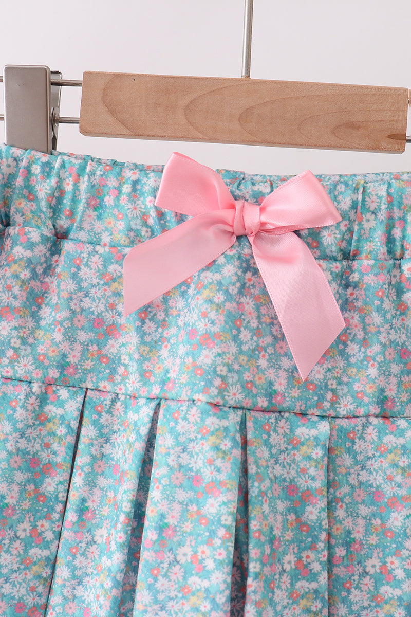 Pink Bear Floral Applique Skorts Set - 3