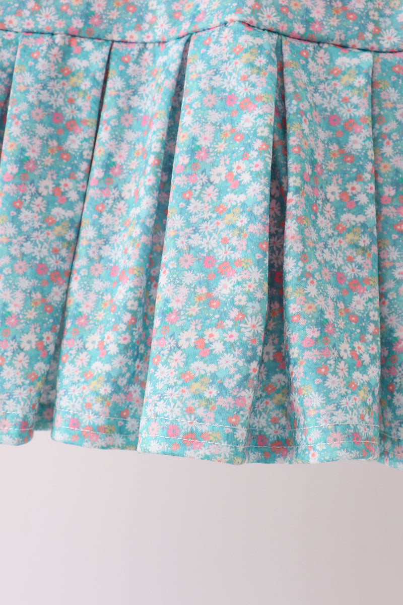 Pink Bear Floral Applique Skorts Set - 4