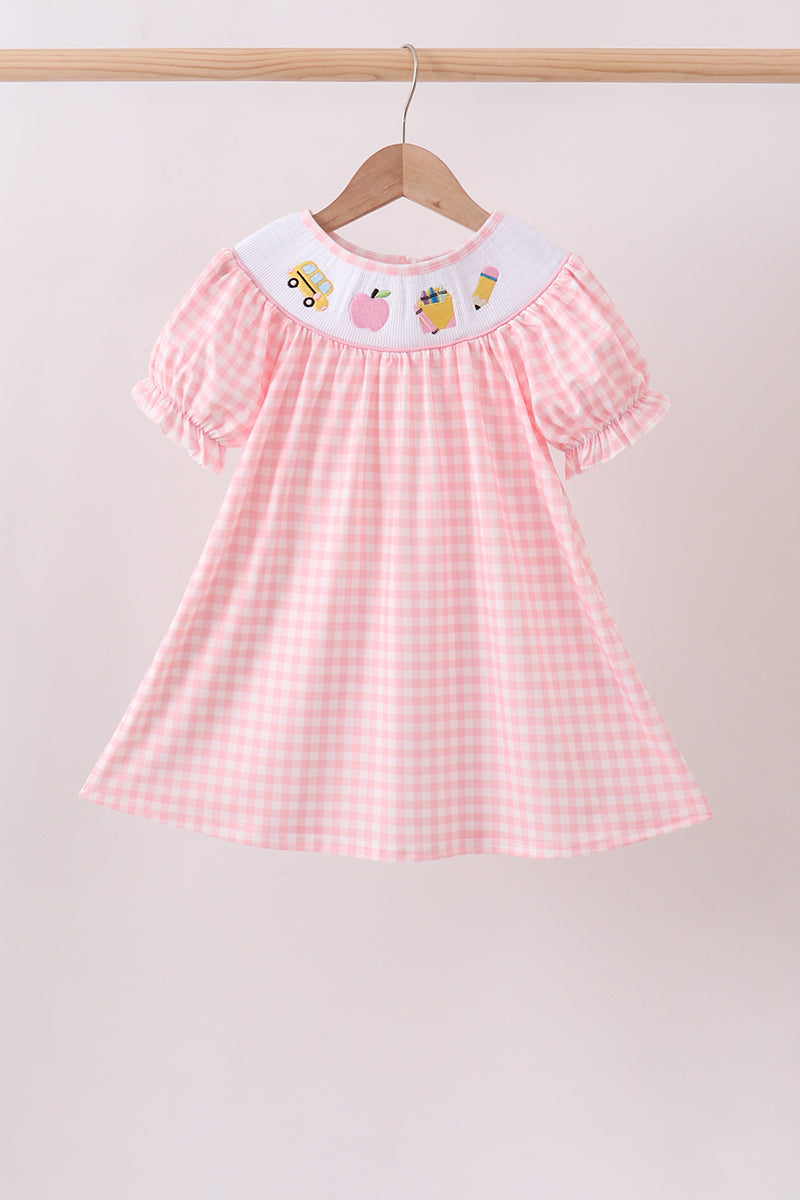 Pink Apple Bus Smocked Dress - 1