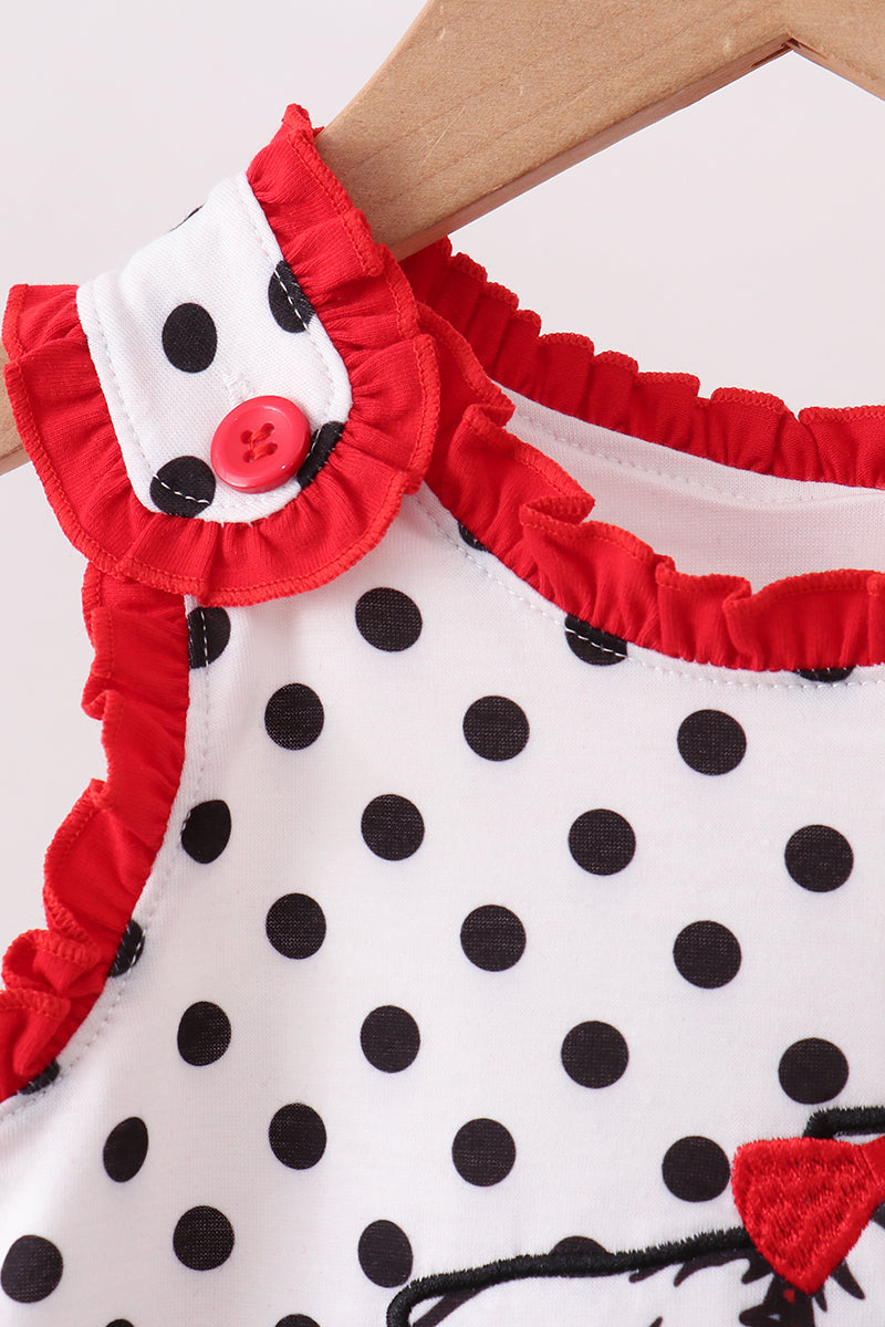 Red Georgia Bulldog Applique Ruffle Bloomer Set - 3