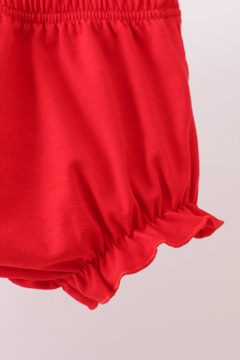 Red Georgia Bulldog Applique Ruffle Bloomer Set - 4